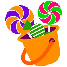 Candyland Theme Bucket with Lollipops Transparent Sticker